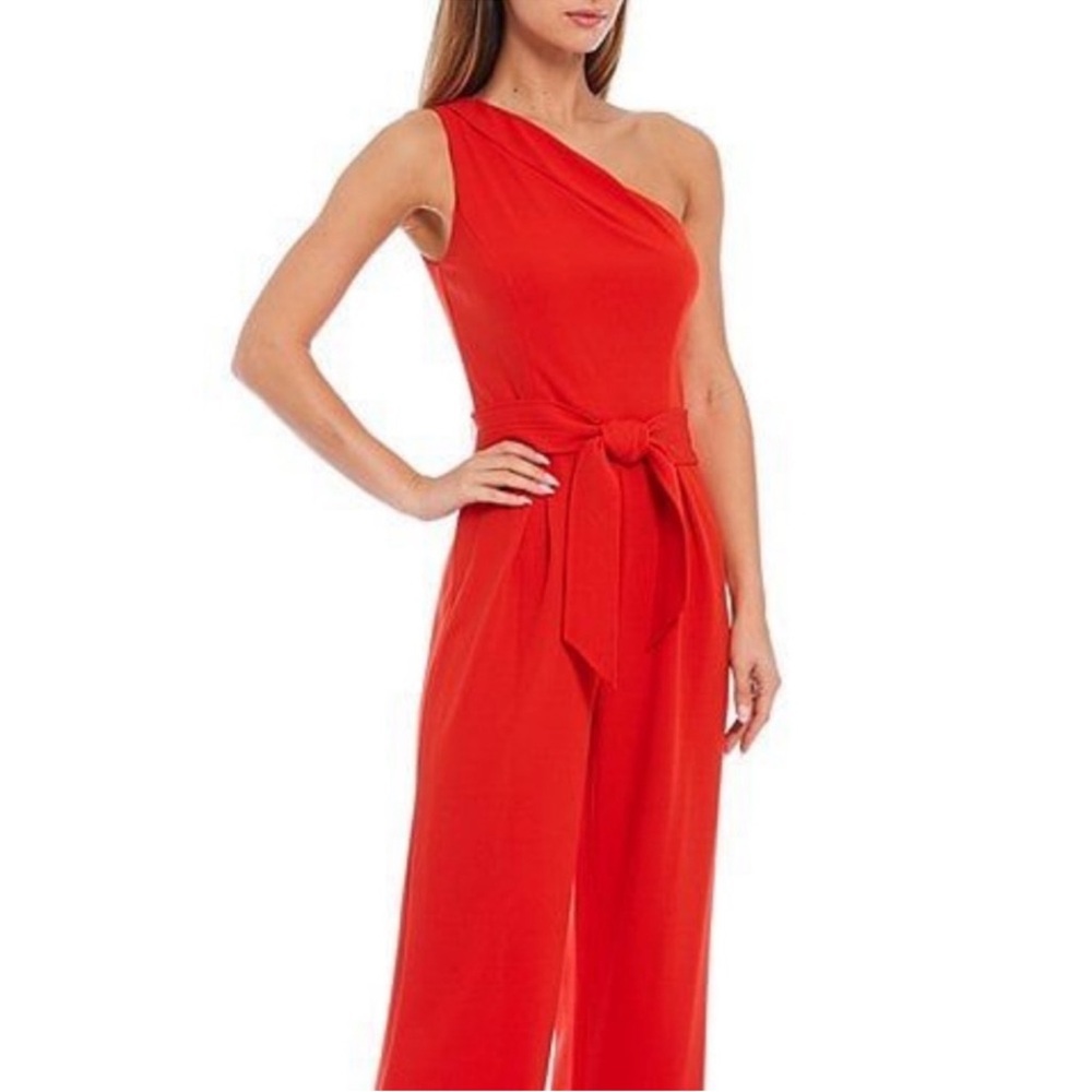 ANTONIO MELANI Vibrant Red Asymmetrical Jumpsuit Size 10 Worn Once Classic